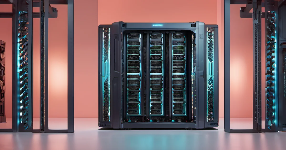 AI-generated conceptual illustration accompanying: AMD Unveils Helion Racks for Agentic AI at OCP Summit 2026