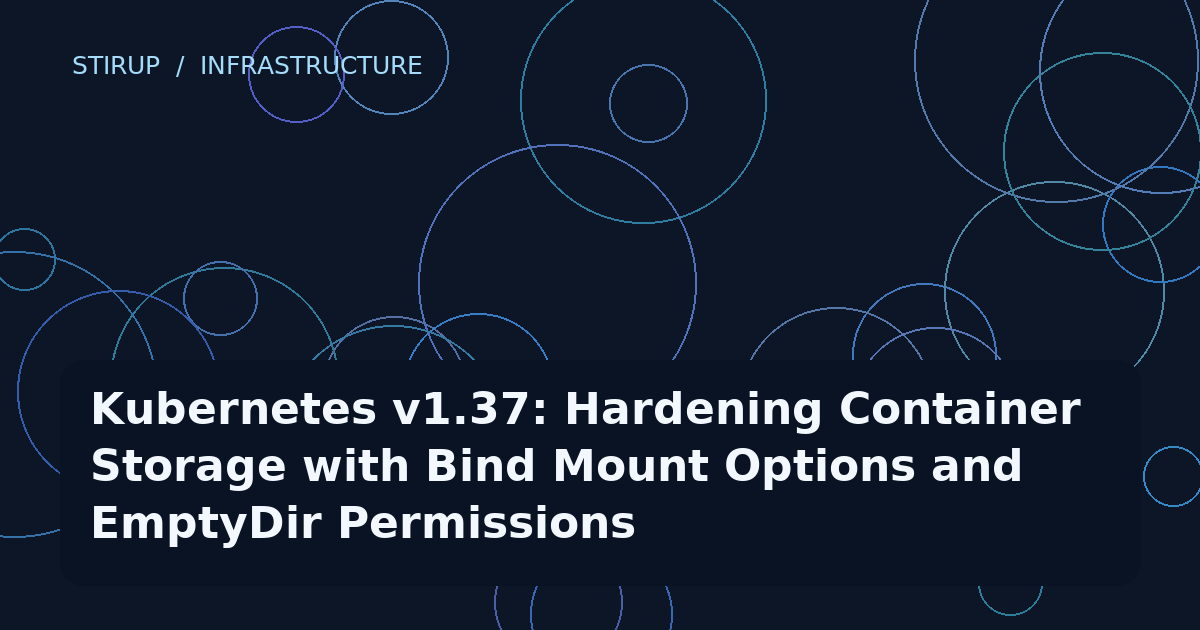 Kubernetes v1.37: Hardening Container Storage with Bind Mount Options and EmptyDir Permissions.