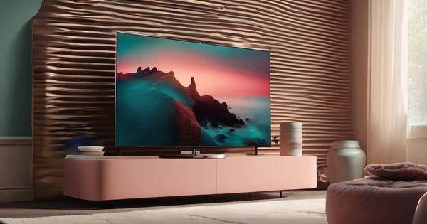 AI-generated conceptual illustration accompanying: Apple TV 4K Adds Siri AI, Surround Sound, and Find My Features