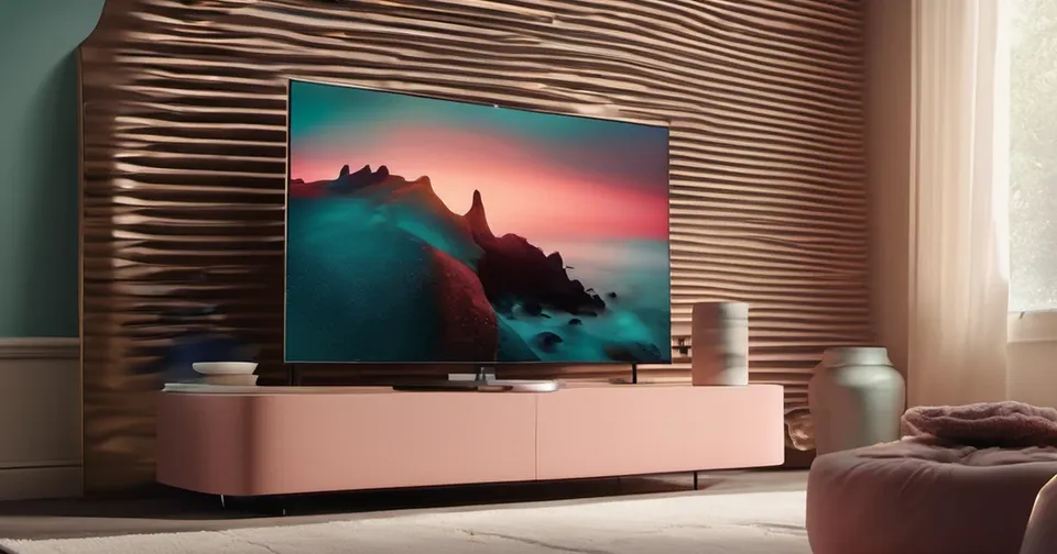 AI-generated conceptual illustration accompanying: Apple TV 4K Adds Siri AI, Surround Sound, and Find My Features